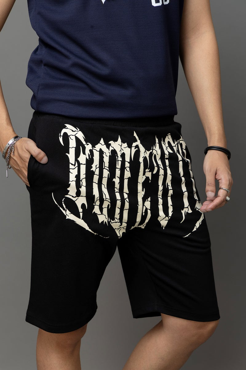 Go Devil Printed Black Shorts For Men - Image 2
